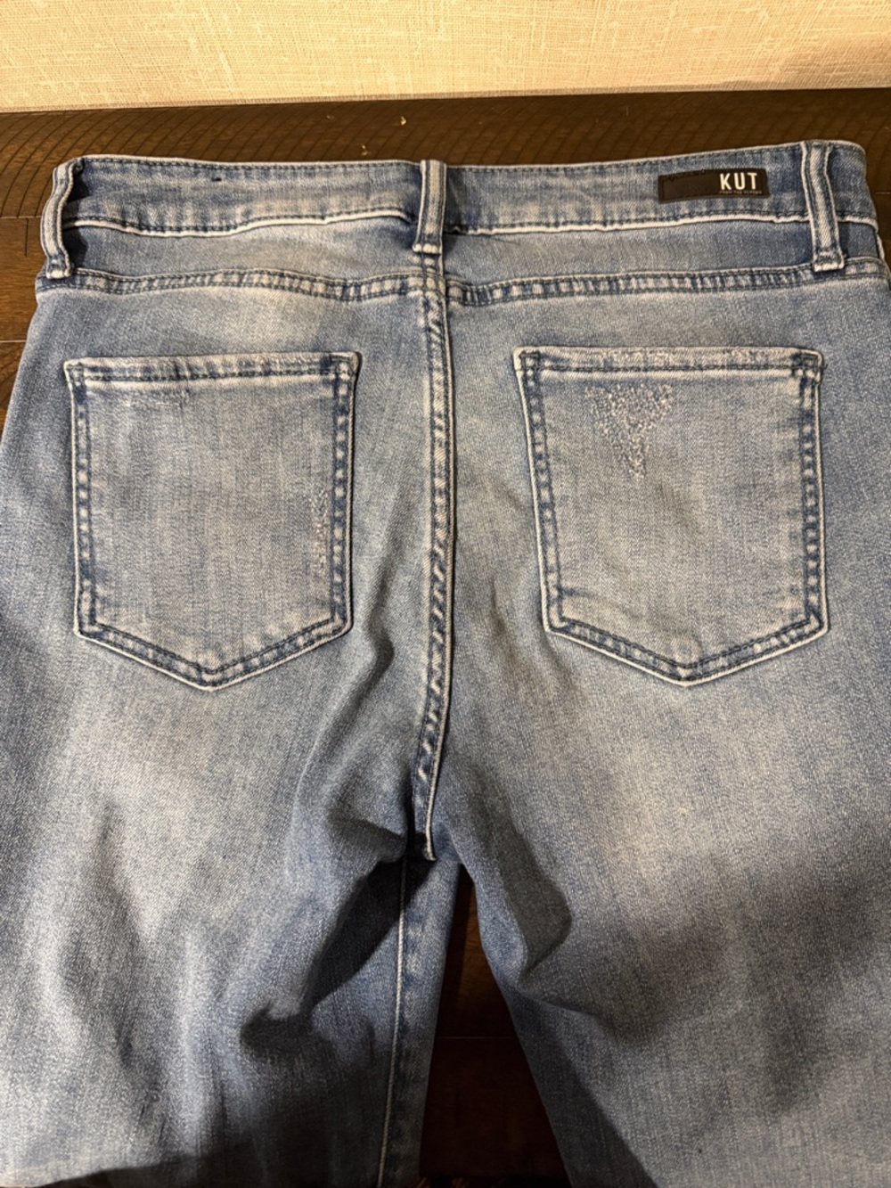 Kut from the Kloth Light Blue Distressed Ankle Jeans - Picture 4 of 6
